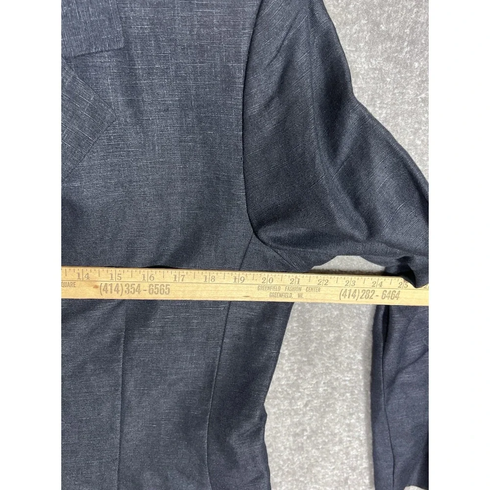 Vintage GH Signature Linen Blend Blazer Skirt Suit Womens Sz 12 Blue Lined New